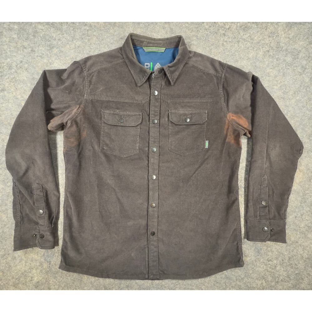 Stio Mens Large Snap Front Shirt Gray Long Sleeve Outdoor Jackson Hole Heavy